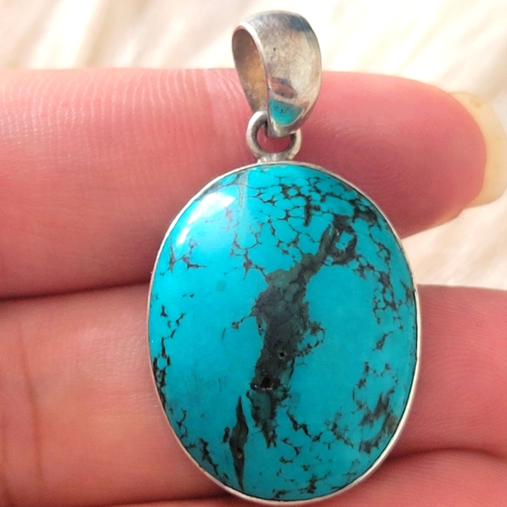 Handmade 925 sterling silver & turquoise pendant